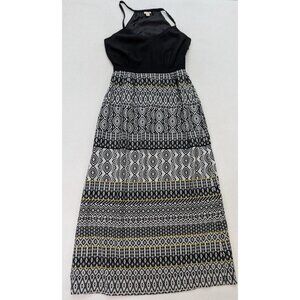 J. Crew Women's Maxi Dress Size 8 Black & White Print Spaghetii Strap